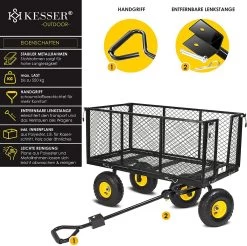 Exxen KESSER® Bolderkar, 550 Kg Belastbaar, Tuinwagen, Transportwagen, Tuinwagen, Uitneembaar Zeil, Gereedschapswagen, Handwagen, Veelzijdig Inzetbaar, Zwart -Buiten Kamperen 1200x1194 1