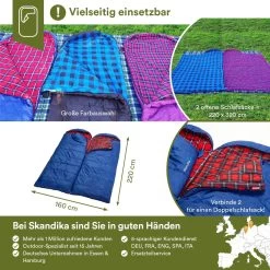 Skandika Dundee Flannel-R Slaapzak – Slaapzakken – Slaapzakken Volwassen - Maat M – Unisex - Katoen, Luxe Kwaliteit, Dubbele Slaapzak, 3 Seizoenen, Tot -20°C - 220 X 80 Cm - Outdoor Kampeerslaapzak – Ritssluiting Rechts - Grijs/geel -Buiten Kamperen 1200x1200 1080