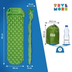 TRVLMORE Slaapmat - Zelfopblazend - 1 Persoons - Ingebouwde Pomp En Kussen - Groen -Buiten Kamperen 1200x1200 1166