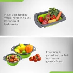 Buxibo - 3-Delige Keuken Vergiet Set Inklapbaar Groen/Grijs -Buiten Kamperen 1200x1200 1235