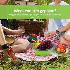 Buxibo - 3-Delige Keuken Vergiet Set Inklapbaar Groen/Grijs -Buiten Kamperen 1200x1200 1240