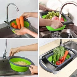 Buxibo - 3-Delige Keuken Vergiet Set Inklapbaar Groen/Grijs -Buiten Kamperen 1200x1200 1243