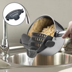 SensaHome- Siliconen Vergiet - Keuken Afgietdeksel - Afgiethulp - Siliconen - BPA Vrij - Grijs -Buiten Kamperen 1200x1200 1298