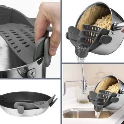 SensaHome- Siliconen Vergiet - Keuken Afgietdeksel - Afgiethulp - Siliconen - BPA Vrij - Grijs -Buiten Kamperen 1200x1200 1300