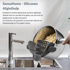 SensaHome- Siliconen Vergiet - Keuken Afgietdeksel - Afgiethulp - Siliconen - BPA Vrij - Grijs -Buiten Kamperen 1200x1200 1307