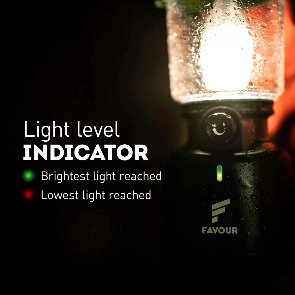 Favour L0818 Retro Camping Lamp Oplaadbaar LED, 320 Lumen, IP64 Waterdicht, Draagbare Kampeerlamp, Tentlamp, Acculamp, Traploos Dimbare Lamp Incl. Kaarslicht-modus, Groen 5 Favour L0818 Retro Camping Lamp Oplaadbaar LED, 320 Lumen, IP64 Waterdicht, Draagbare Kampeerlamp, Tentlamp, Acculamp, Traploos Dimbare Lamp Incl. Kaarslicht-modus, Groen - Afbeelding 4