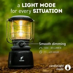 Favour L0944 Retro LED Lantaarn Hoog Vermogen 1300 Lumen, Vintage Design, Tuinlantaarn, Camping Lamp, Stormlantaarn Kleurtemperatuur Instelbaar Warm Wit Tot Koel Wit, Traploos Dimbaar Incl. Kaarslichtstand -Buiten Kamperen 1200x1200 1343