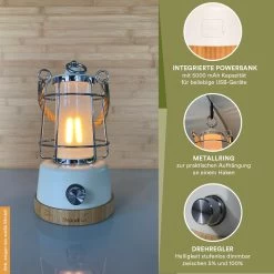 Skandika Kiruna LED-Lamp – Tentlampen – Campinglampen – Buiten Lantaarn – Buitenverlichting – Buiten Lamp - Retro Outdoor Camping Lamp Met Powerbank, Traploos Dimbaar, Draadloos, Oplaadbare Batterij, USB, Warm En Koud Wit, 75h Lichtduur – Groen -Buiten Kamperen 1200x1200 1345