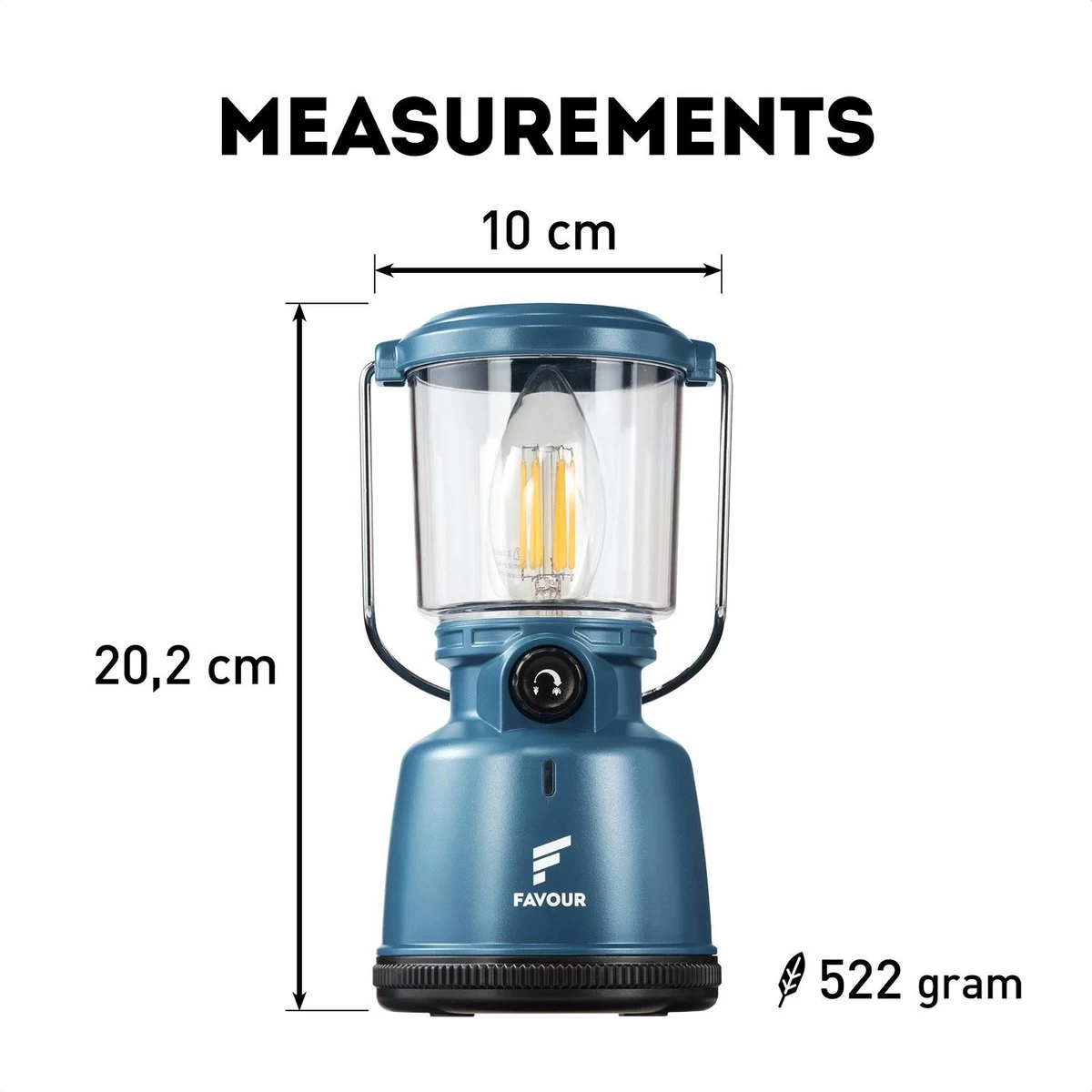 Favour L0818 Retro Camping Lamp Oplaadbaar LED, 320 Lumen, IP64 Waterdicht, Draagbare Kampeerlamp, Tentlamp, Acculamp, Traploos Dimbare Lamp Incl. Kaarslicht-modus, Blauw 4 Favour L0818 Retro Camping Lamp Oplaadbaar LED, 320 Lumen, IP64 Waterdicht, Draagbare Kampeerlamp, Tentlamp, Acculamp, Traploos Dimbare Lamp Incl. Kaarslicht-modus, Blauw - Afbeelding 2