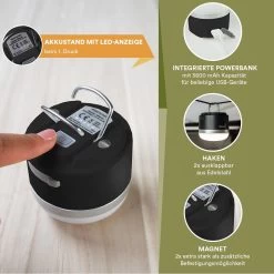 Skandika Campinglamp Tarfala – Tentlampen – Campinglampen – Kampeerlamp – Tentlamp Oplaadbaar, Traploos Dimbaar, Ophanghaak, USB Aansluiting – 3600 MAh Powerbank – Warm Wit, Koel Wit, 110 H Batterij – Tentlamp Buiten – Energieklasse A ++ - Zwart 12 Skandika Campinglamp Tarfala – Tentlampen – Campinglampen – Kampeerlamp – Tentlamp Oplaadbaar, Traploos Dimbaar, Ophanghaak, USB Aansluiting – 3600 MAh Powerbank – Warm Wit, Koel Wit, 110 H Batterij – Tentlamp Buiten – Energieklasse A ++ - Zwart -Buiten Kamperen 1200x1200 1389