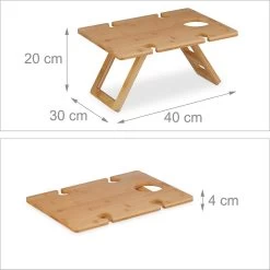 Relaxdays Opvouwbare Picknick Wijntafel - 4 Wijnglazenhouders - Bamboe Dienbladtafel Klein -Buiten Kamperen 1200x1200 144