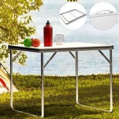 Merkloos Aluminium Inklapbare Tuintafel - Campingtafel - 80x60x68 Cm -Buiten Kamperen 1200x1200 150