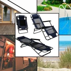 Ligstoel 155x60cm - Opvouwbaar Campingstoel Ligbed Strandstoel Tuinstoel Vouwligstoel Blauw -Buiten Kamperen 1200x1200 189