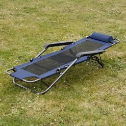 Ligstoel 155x60cm - Opvouwbaar Campingstoel Ligbed Strandstoel Tuinstoel Vouwligstoel Blauw -Buiten Kamperen 1200x1200 192