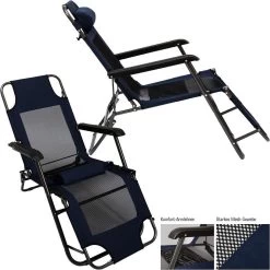 Ligstoel 155x60cm - Opvouwbaar Campingstoel Ligbed Strandstoel Tuinstoel Vouwligstoel Blauw -Buiten Kamperen 1200x1200 193