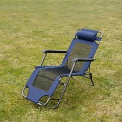 Ligstoel 155x60cm - Opvouwbaar Campingstoel Ligbed Strandstoel Tuinstoel Vouwligstoel Blauw -Buiten Kamperen 1200x1200 194