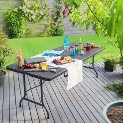 Casaria Tuintafel Opvouwbaar – Met Draaggreep 180x75 Cm – Zwart -Buiten Kamperen 1200x1200 209