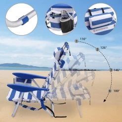 Naqsh Store Strandstoel Met Hoofdkussen, Aluminium, Draagbare Vouwstoel, Campingstoel, Opvouwbaar En Verstelbaar, Zoals Een Rugzak Draagbaar, Buitenstoel, Blauw En Wit Gestreept GCB62BU -Buiten Kamperen 1200x1200 227