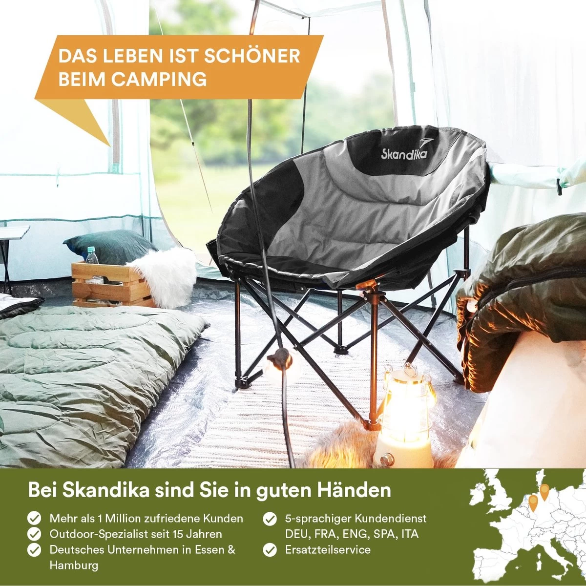 Skandika Moonchair Sirkka – Campingstoelen – Klapstoel – Vouwstoel – Kampeerstoel - Grote, Comfortabele, Campingstoel Opvouwbaar, Gepolsterd, Koelvak, Drinkhouder, Draaggreep En Draagtas, Antislipvoetjes - Max. 150 Kg – Zwart/grijs 8 Skandika Moonchair Sirkka – Campingstoelen – Klapstoel – Vouwstoel – Kampeerstoel - Grote, Comfortabele, Campingstoel Opvouwbaar, Gepolsterd, Koelvak, Drinkhouder, Draaggreep En Draagtas, Antislipvoetjes - Max. 150 Kg – Zwart/grijs - Afbeelding 6