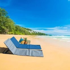 Strandmat Opvouwbaar Met Schouderband - Strandstoel Grijs 145x47x52 -Buiten Kamperen 1200x1200 258
