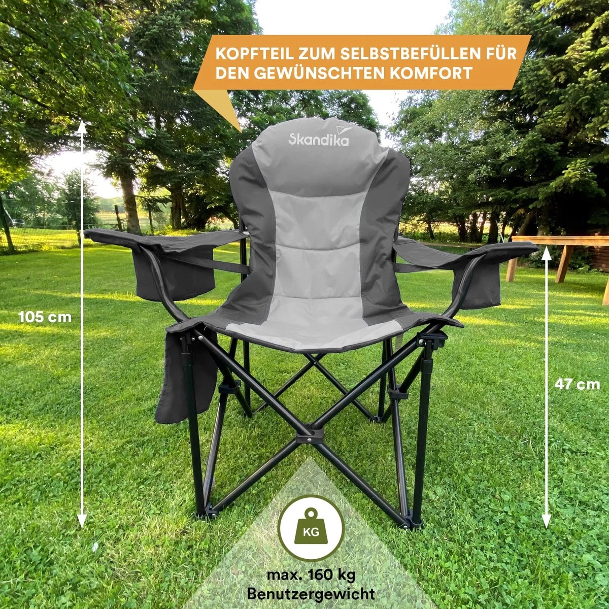 Skandika Relax Comfort Campingstoel - Campingstoel Opvouwbaar - Comfortabele Klapstoel Met Drinkhouder En Koelvak, Tot Max. 160 Kg, Opvouwbaar, Lichtgewicht | Vouwstoel Voor Kamperen, Camping, Festival, Vissen – Grijs 9 Skandika Relax Comfort Campingstoel - Campingstoel Opvouwbaar - Comfortabele Klapstoel Met Drinkhouder En Koelvak, Tot Max. 160 Kg, Opvouwbaar, Lichtgewicht | Vouwstoel Voor Kamperen, Camping, Festival, Vissen – Grijs - Afbeelding 7