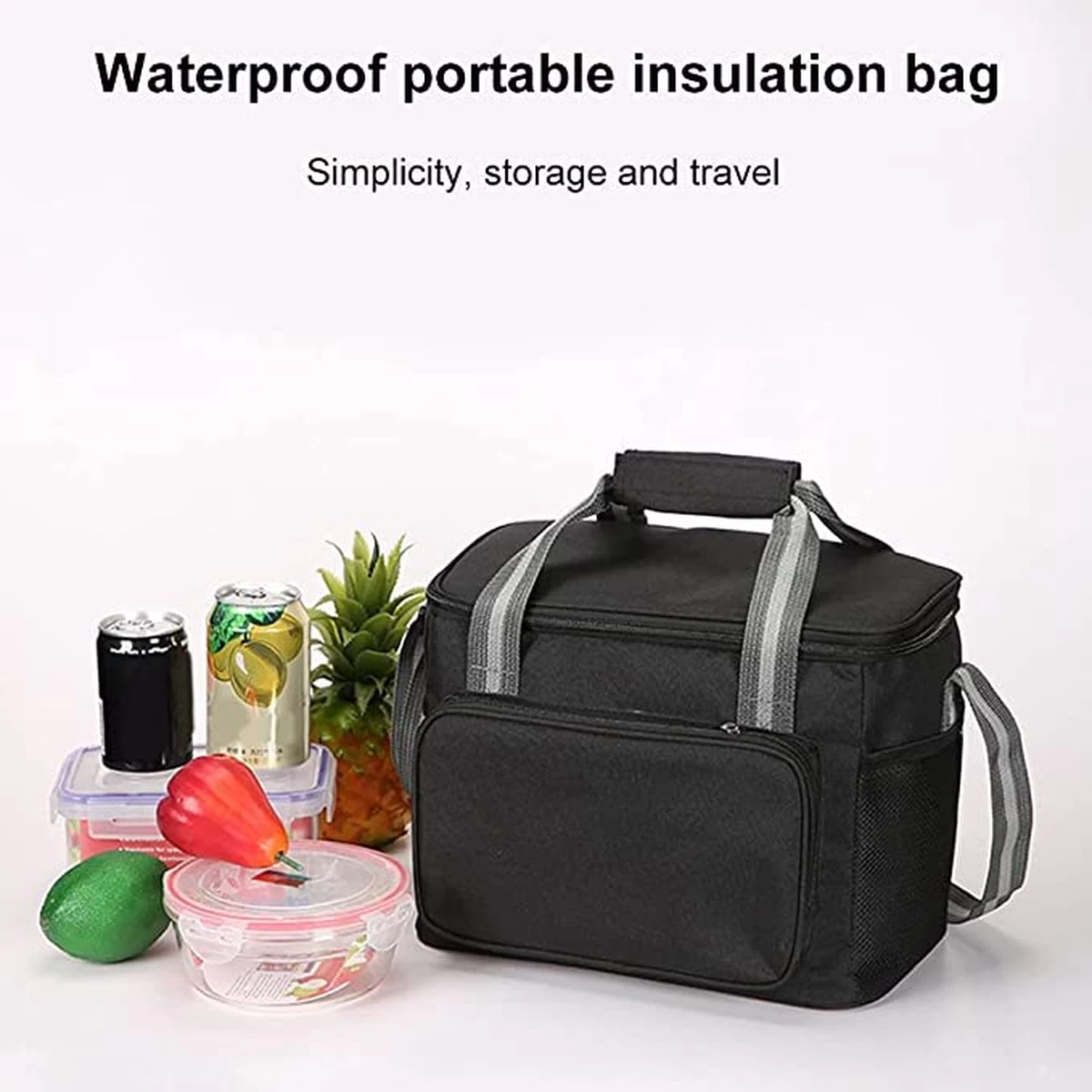 IBright Koeltas Opvouwbaar 15 Liter - 4 Laags Geïsoleerde Lunchtas - Waterdicht - Zwart 5 IBright Koeltas Opvouwbaar 15 Liter - 4 Laags Geïsoleerde Lunchtas - Waterdicht - Zwart - Afbeelding 3