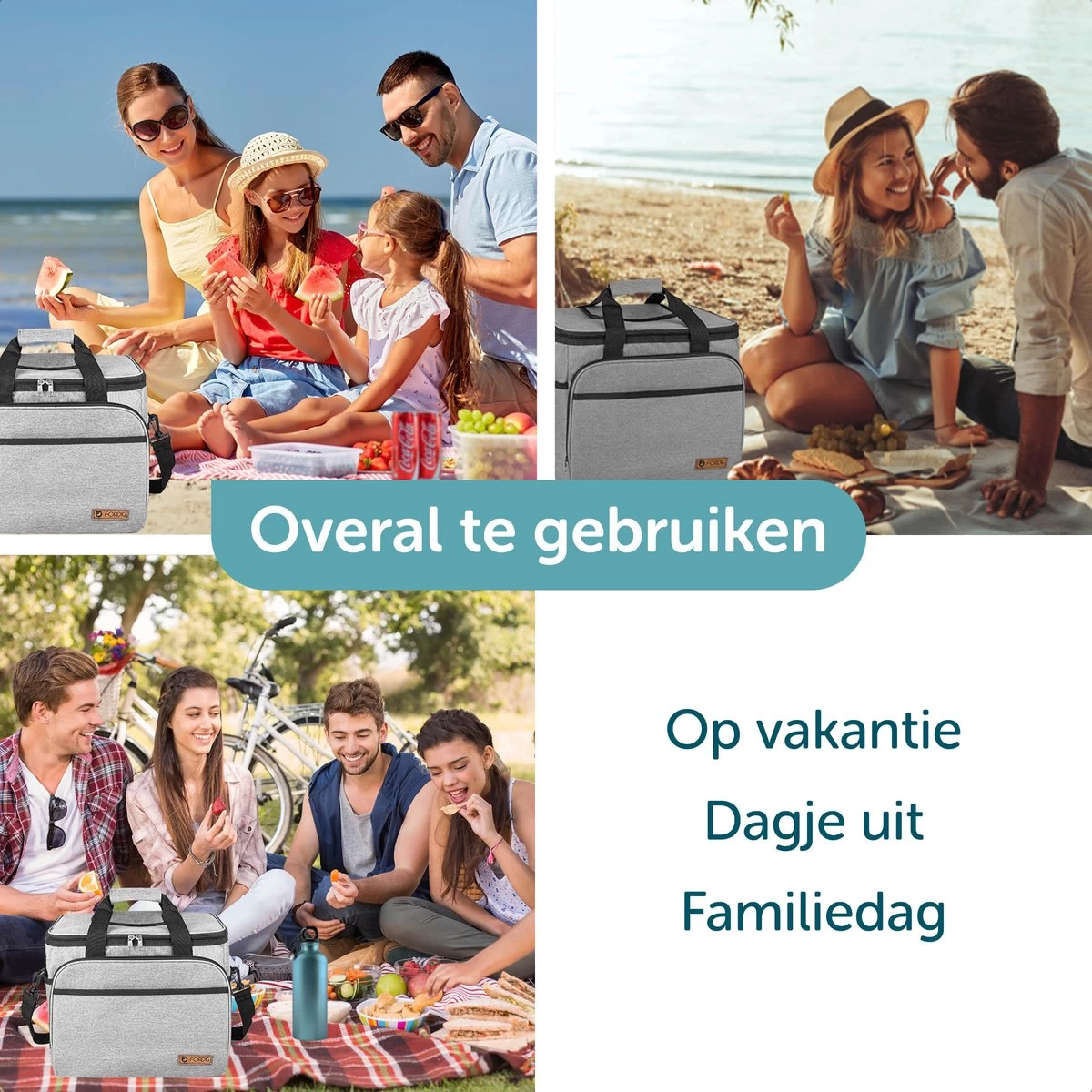 ForDig Koeltas XL Grijs (30 Liter) - Gemaakt Van 600D Polyester Met PEVA-Voering - Ruimte Voor 40 Blikjes Of 20 Halve Liter Flessen - Opvouwbaar Koel Tas Met Easy-Acces Flap - Ruimte Voor Bestek - Picknick Cool Bag - Coolerbag - Grote Cooler 6 ForDig Koeltas XL Grijs (30 Liter) - Gemaakt Van 600D Polyester Met PEVA-Voering - Ruimte Voor 40 Blikjes Of 20 Halve Liter Flessen - Opvouwbaar Koel Tas Met Easy-Acces Flap - Ruimte Voor Bestek - Picknick Cool Bag - Coolerbag - Grote Cooler - Afbeelding 4