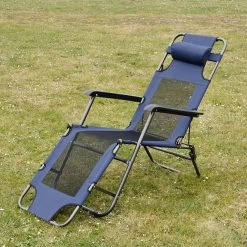 Ligstoel 180x60cm - Opvouwbaar Campingstoel Ligbed Strandstoel Tuinstoel Vouwligstoel Blauw -Buiten Kamperen 1200x1200 59
