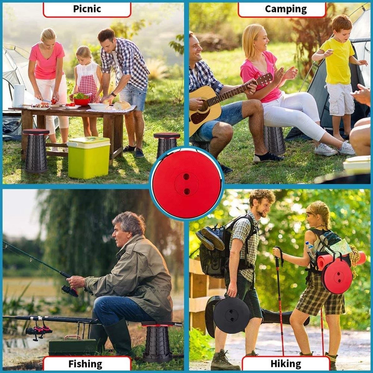 Kampeerkruk - Uitschuifbare Kruk - Rood/Zwart- Tot 120 Kg - Travel Stool - Opvouwbare Campingkruk - Inklapbaar Krukje - Telescopische Kruk - Camping - Outdoor 8 Kampeerkruk - Uitschuifbare Kruk - Rood/Zwart- Tot 120 Kg - Travel Stool - Opvouwbare Campingkruk - Inklapbaar Krukje - Telescopische Kruk - Camping - Outdoor - Afbeelding 6
