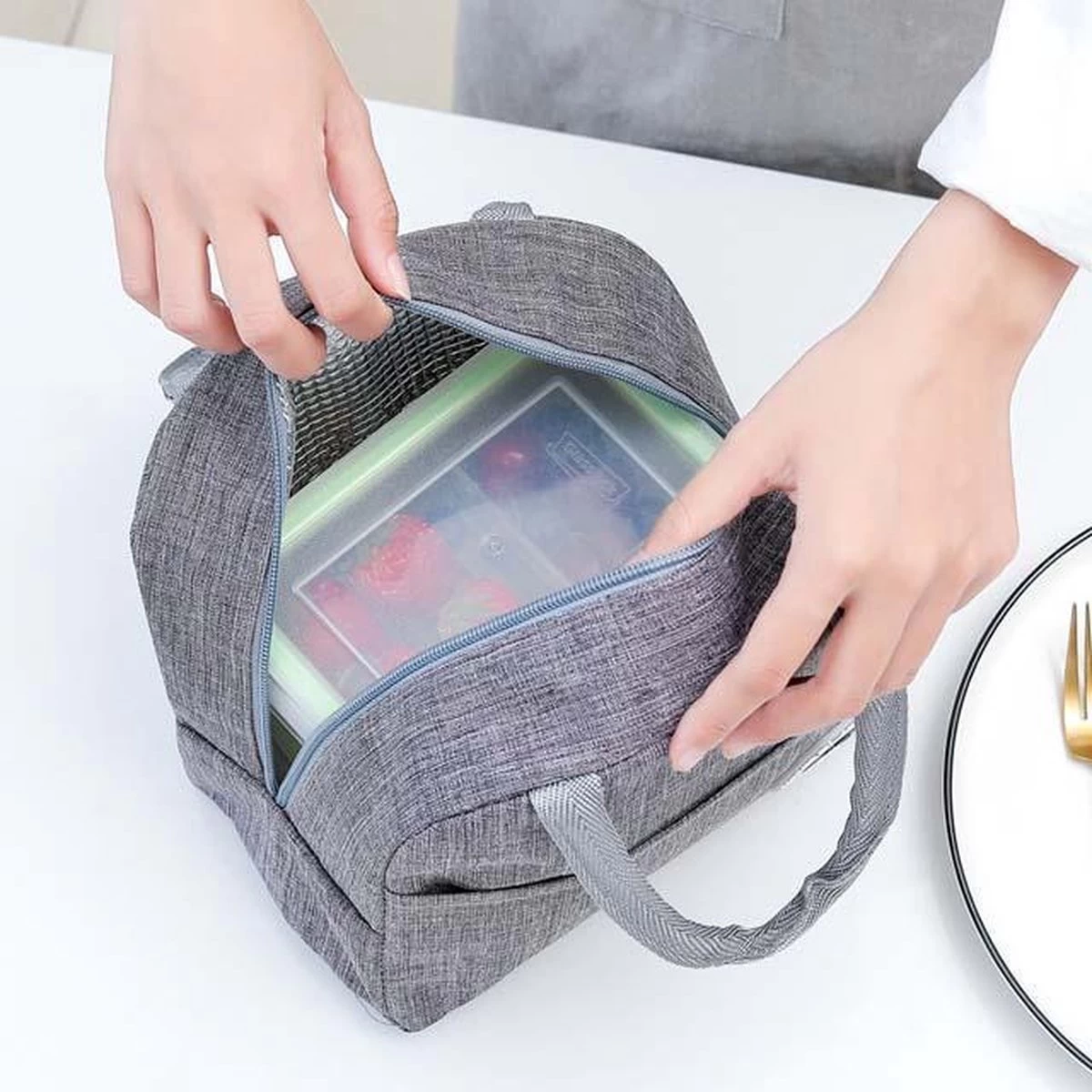 Koeltas - Lunchtas - Volwassenen En Kinderen - Compact Picknick & Lunchtasje - Lunch - Werk - Diep Grijs 7 Koeltas - Lunchtas - Volwassenen En Kinderen - Compact Picknick & Lunchtasje - Lunch - Werk - Diep Grijs - Afbeelding 5