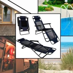 Ligstoel 180x60cm - Opvouwbaar Campingstoel Ligbed Strandstoel Tuinstoel Vouwligstoel Blauw -Buiten Kamperen 1200x1200 62