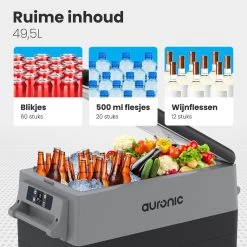 Auronic Elektrische Koelbox - 49.5L - Compressor - 12V En 240V - Grijs -Buiten Kamperen 1200x1200 676