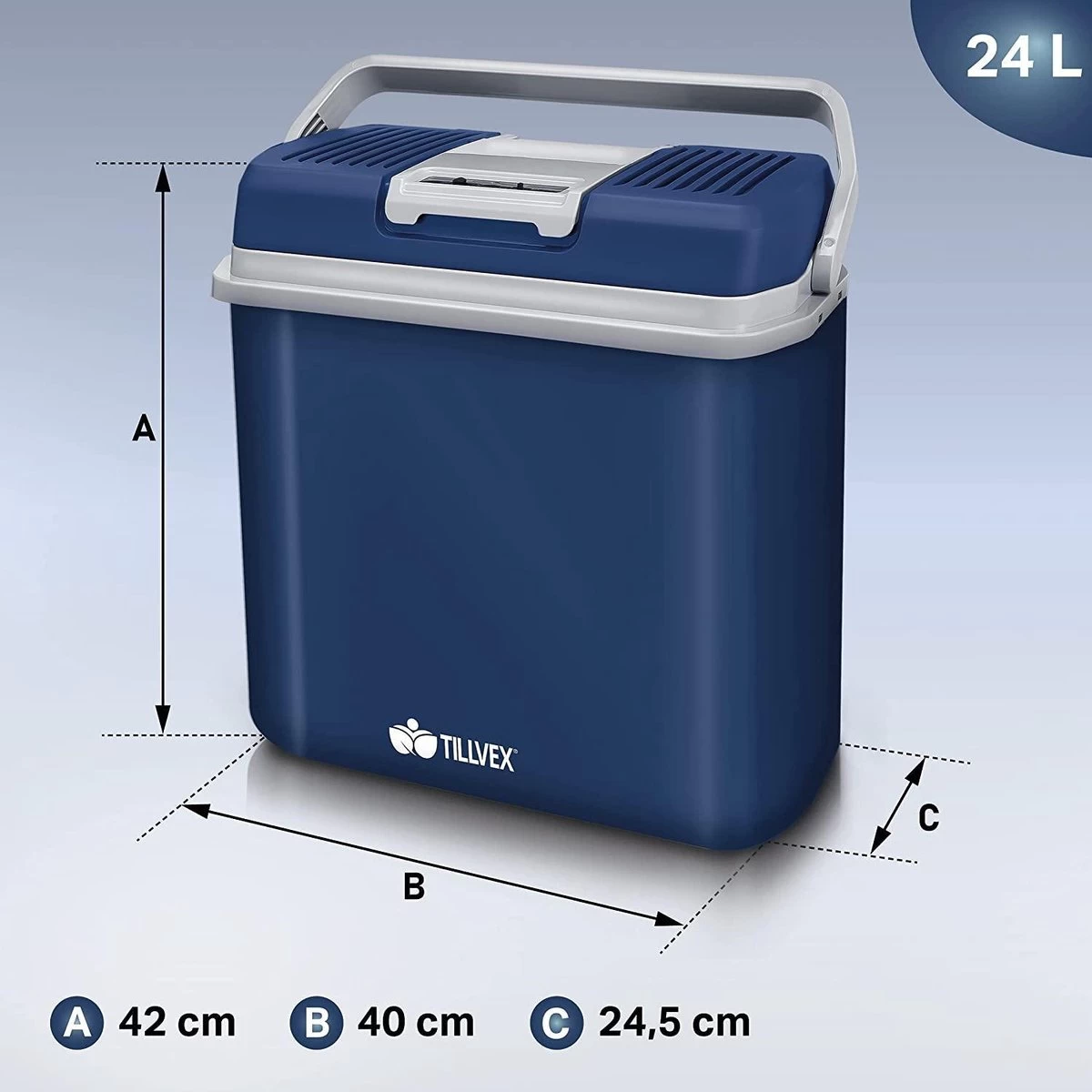 Tillvex- Koelbox, Coolbox, 24 Liter, Blauw 8 Tillvex- Koelbox, Coolbox, 24 Liter, Blauw - Afbeelding 6