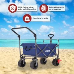 AREBOS Handkar | Transportwagen | Apparatuurwagen | Opvouwbaar | Duwstang| Blauw -Buiten Kamperen 1200x1200 765