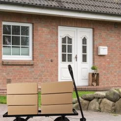 Relaxdays Bolderkar Tuin - Platte Tuinwagen - Luchtbanden - 200 Kg - Transportkar - Staal -Buiten Kamperen 1200x1200 769