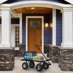 Relaxdays Bolderkar Tuin - Platte Tuinwagen - Luchtbanden - 200 Kg - Transportkar - Staal -Buiten Kamperen 1200x1200 770