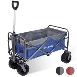 LifeGoods Bolderkar - Opvouwbaar - Tot 80KG - 94L - Wasbaar Polyester - 98x45cm - Blauw/Grijs