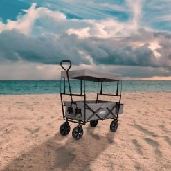 AREBOS Handwagen Vouwbare Dak Handwagen Vouwbare Trolley Uitrustingswagen Grijs -Buiten Kamperen 1200x1200 793