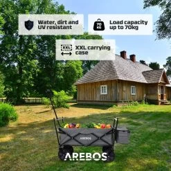 AREBOS Handwagen Vouwbare Dak Handwagen Vouwbare Trolley Uitrustingswagen Grijs -Buiten Kamperen 1200x1200 794