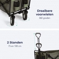 LifeGoods Bolderkar - Opvouwbaar - Draaibare Wielen - 2 Standen - 70KG Draagkracht - Groen -Buiten Kamperen 1200x1200 811