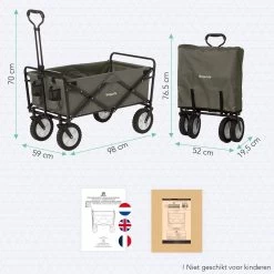 LifeGoods Bolderkar - Opvouwbaar - Draaibare Wielen - 2 Standen - 70KG Draagkracht - Groen -Buiten Kamperen 1200x1200 814