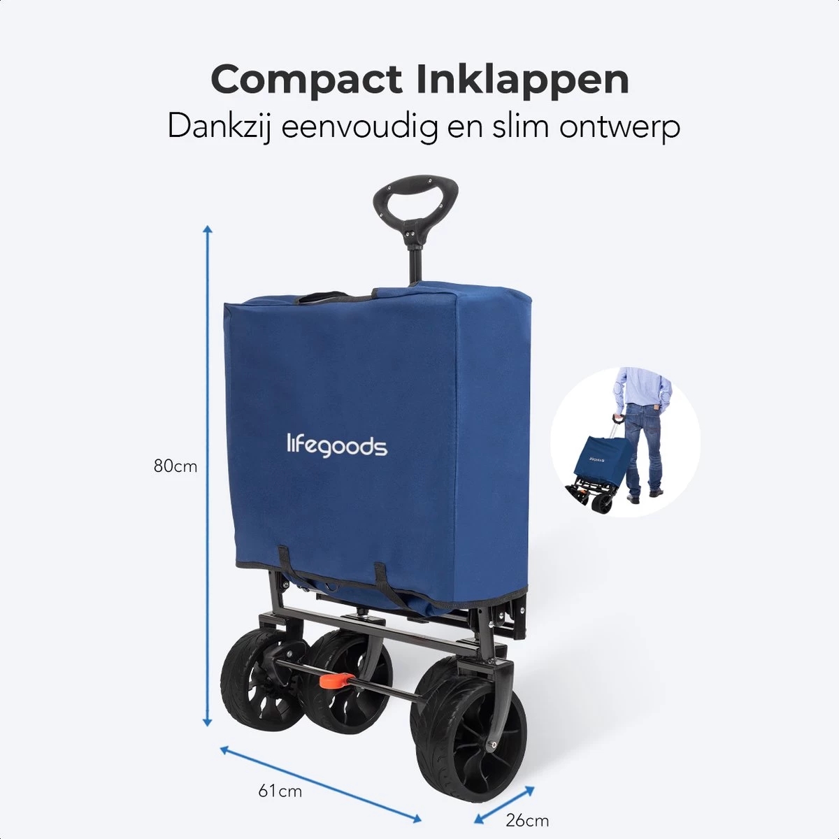 LifeGoods Bolderkar - Opvouwbaar - Tot 120KG - 103L - Extra Draagtas En Duwstang - Wasbaar Polyester - 98x45cm - Blauw/Grijs 9 LifeGoods Bolderkar - Opvouwbaar - Tot 120KG - 103L - Extra Draagtas En Duwstang - Wasbaar Polyester - 98x45cm - Blauw/Grijs - Afbeelding 7
