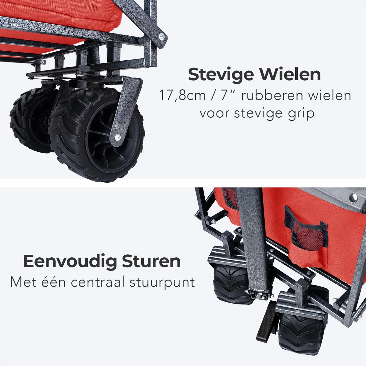 LifeGoods Bolderkar - Opvouwbaar - Tot 80KG - 94L - Wasbaar Polyester - 98x45cm - Rood/Grijs 11 LifeGoods Bolderkar - Opvouwbaar - Tot 80KG - 94L - Wasbaar Polyester - 98x45cm - Rood/Grijs - Afbeelding 9