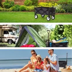 LifeGoods Bolderkar - Opvouwbaar - Draaibare Wielen - 2 Standen - 70KG Draagkracht - Zwart -Buiten Kamperen 1200x1200 850