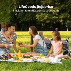 LifeGoods Bolderkar - Opvouwbaar - Tot 80KG - 94L - Wasbaar Polyester - 98x45cm - Zwart/Grijs -Buiten Kamperen 1200x1200 858