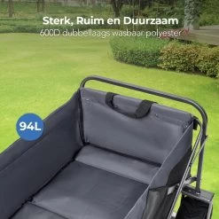 LifeGoods Bolderkar - Opvouwbaar - Tot 80KG - 94L - Wasbaar Polyester - 98x45cm - Zwart/Grijs -Buiten Kamperen 1200x1200 859