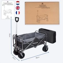 LifeGoods Bolderkar - Opvouwbaar - Tot 80KG - 94L - Wasbaar Polyester - 98x45cm - Zwart/Grijs -Buiten Kamperen 1200x1200 861