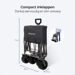 LifeGoods Bolderkar - Opvouwbaar - Tot 80KG - 94L - Wasbaar Polyester - 98x45cm - Zwart/Grijs -Buiten Kamperen 1200x1200 862