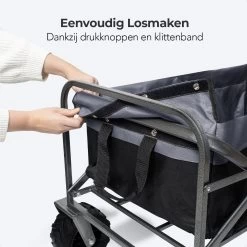 LifeGoods Bolderkar - Opvouwbaar - Tot 80KG - 94L - Wasbaar Polyester - 98x45cm - Zwart/Grijs -Buiten Kamperen 1200x1200 863