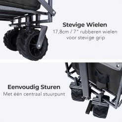 LifeGoods Bolderkar - Opvouwbaar - Tot 80KG - 94L - Wasbaar Polyester - 98x45cm - Zwart/Grijs -Buiten Kamperen 1200x1200 865